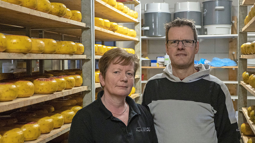 Theo (60) en Dory (59) van der Gun runnen een melkveehouderij met kaasmakerij en boerderijwinkel in Oldeberkoop (Fr.).