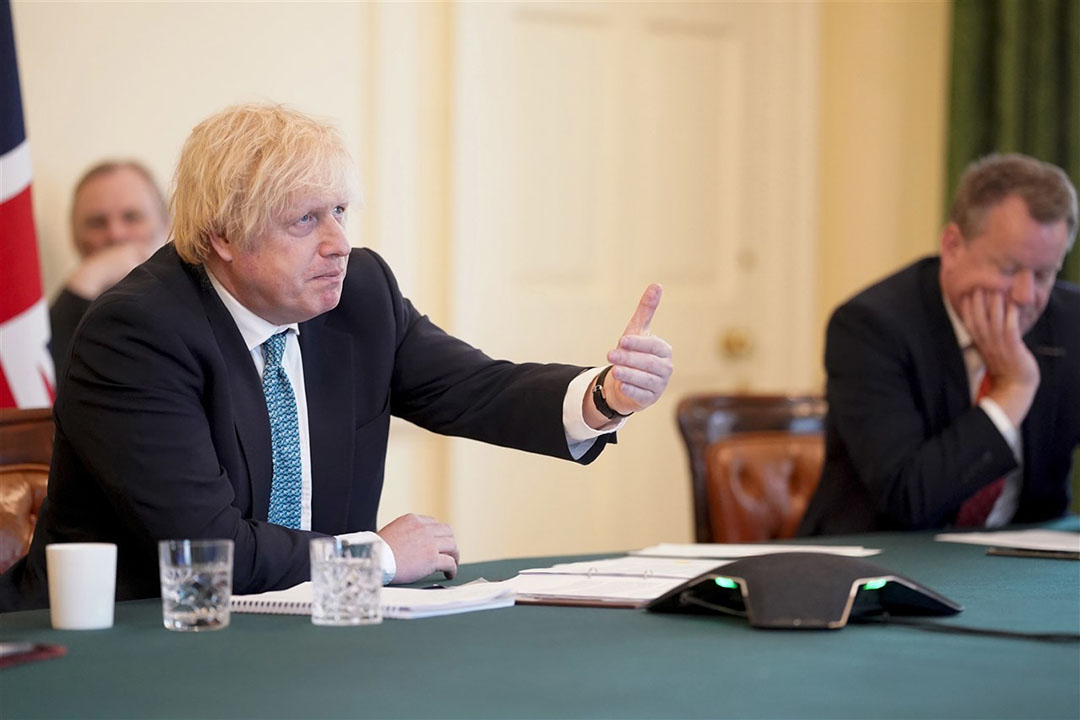 Twee weken geleden spraken de Britse premier Boris Johnson (l) en de EU-voorzitters Von der Leyen, Sassoli en Michel af dat er een nieuw momentum in de onderhandelingen zou komen. Foto: ANP