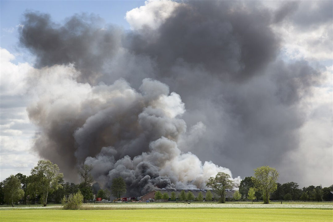 Brand in een pluimveestal. Foto: ANP/Luuk van der Lee Fotografie