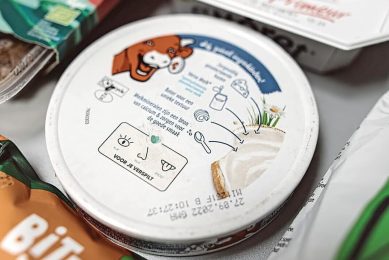 Het nieuwe houdbaarheidslabel van Too Good To Go. Unilever gaat het label op verpakkingen van een aantal producten plaatsen. - Foto: Unilever