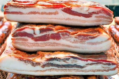 Bacon. Nederland voerde in de eerste negen maanden van dit jaar 83.290 ton bacon uit naar het Verenigd Koninkrijk.