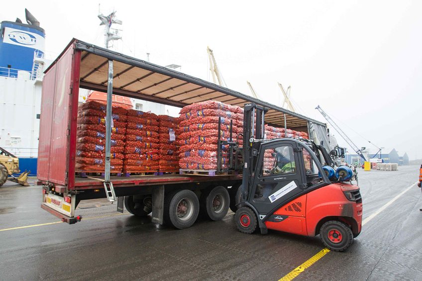 In week 45 bleven de exportcijfers van uien steken op zo’n 31.600 ton. - Foto: Peter Roek